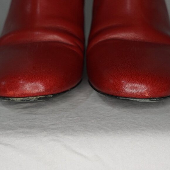 Sandro Sacha Leather Ankle Boots in Rouge - Size 38 - Picture 4 of 11